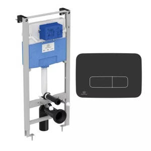 Set rezervor WC cu cadru Ideal Standard ProSys si clapeta Oleas M3 negru mat - Img 1
