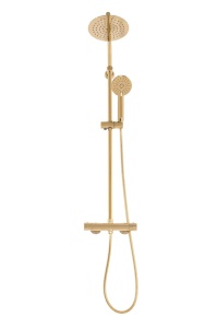 Sistem Complet Cu Termostat De Dus REA BLISS L. GOLD , Montaj Pe Perete, Para Rotunda Tip Ploaie 20 X 20 Cm, 2 Functii , Finisaj Auriu - Img 3