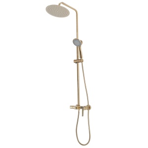 Sistem Complet De Dus REA ROGER GOLD, Montaj Pe Perete,Para Rotunda Tip Ploaie 25x25 cm, 2 Functii De Curgere A Apei, Finisaj GOLD - Img 6
