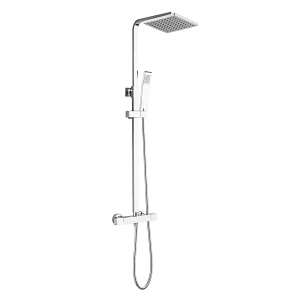 Sistem Complet De Dus Slim PRO 7301 Crom, Montaj Pe Perete, Para Patrata Tip Ploaie 20x20 Cm, 2 Functii De Curgere A Apei, Finisaj Crom