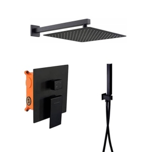 Sistem de dus PRO QUADRO Black, montaj incastrat in perete, ploaie de dus, 2 functii, finisaj negru mat - Img 8