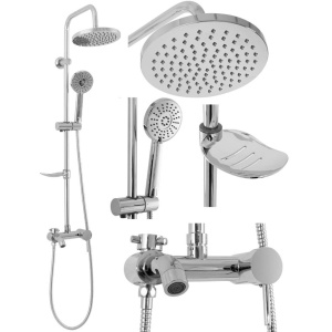 Sistem de dus REA LUIS CHROME, montaj pe perete, ploaie de dus, 3 functii, finisaj crom