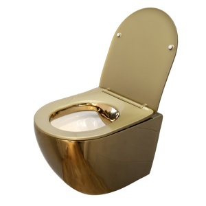 Vas de WC suspendat rimless cu capac soft-close MIZU ?? Auriu lucios - Img 3