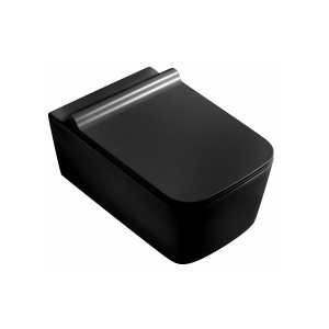 Vas WC PRO CUBIC Rimless, suspendat, ceramica sanitara, 55.5 x 37 x 34 cm, Capac Soft-Close Inclus, Negru - Img 2
