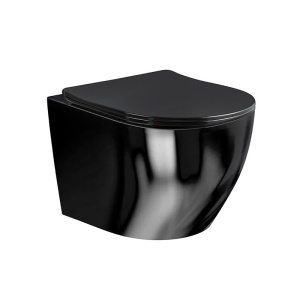 Vas WC PRO SONET Rimless, Suspendat, Ceramica Sanitara, 50 x 36 x 37 cm, scaun duroplast soft-close standard / slim, Negru