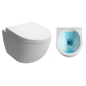 Vas WC PRO VERA Alfonzo Rimless, suspendat, ceramica sanitara, 53.5 x 36 x 36 cm, scaun duroplast soft-close, Alb - Img 2