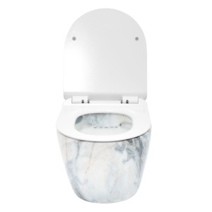 Vas WC REA CARLO SLIM Granit MAT, Imitatie Marmura, suspendat, ceramica sanitara, 49,5 x 37 x 32 cm, Capac Soft-Close Inclus, Design Unic - Img 6