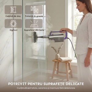 Aparat Curatat Aburi SeveShop® SC-06 1200W, Mop Cu Aburi Portabil 7 m Cablu, Incalzire Rapida 15s, Mop Electric Multifunctional 400ml, Abur, Curatare Fara Detergenti Pentru Gresie, Parchet, Covoare, Aparat Curatat Aburi Profesional, Galben - Img 7