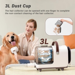 Aspirator 3in1 pentru toaletarea animalelor de companie SeveShop, aparat de tuns cu 6 accesorii, pentru descurcarea sau aspirarea parului, perie pentru aspirarea materialelor textile, alb - Img 5
