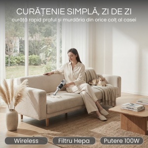 Aspirator Mana Portabil, SeveShop®, Aspirator Fara Fir Wireless, Aspirator Portabil Cu Filtru HEPA, Putere 100W, 7.4V, Autonomie 30–60 Min, Aspirator Mana Cu Capacitate 0.2L, Ideal Pentru Casa Birou Si Masina, Compact Si Usor, Curatare Wet & Dry, Argintiu - Img 2