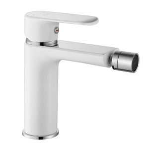 Baterie Bideu REA BLOOM WHITE CHROM, Inaltime 16 cm, Alb Lucios/Crom