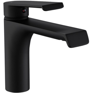 Baterie Lavoar REA HASS BLACK LOW, Montaj Pe Blat, Capat Fix, Inaltime 15 Cm, Finisaj Negru Mat - Img 1