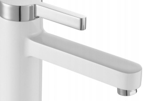 Baterie Lavoar REA POLO LOW, Montaj Pe Blat, Capat Fix, Inaltime 15 Cm, Finisaj Alb/Crom - Img 3