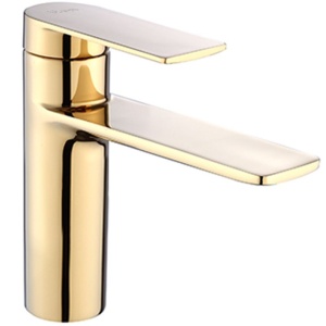 Baterie Lavoar REA STORM GOLD LOW, Montaj Pe Blat, Capat Fix, Inaltime 15 Cm, Finisaj Auriu