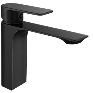 Baterie Lavoar REA URBAN BLACK LOW, Montaj Pe Blat, Capat Fix, Inaltime 15 Cm, Finisaj Negru Mat