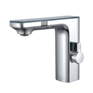 Baterie pentru Lavoar cu Afisaj LCD Pentru Temperatura Apei, Montaj Pe Blat, Culoare Crom
