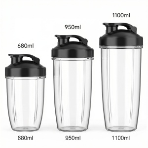 Blender Portabil SeveShop® 1200W 25000 RPM, Cu 3 Recipiente BPA Free 680ml 950ml 1100ml, 6 Lame Inox Si Rasnita 2 Taisuri, Sistem 2 In 1 Mixare Macinare, Protectie Supraincalzire, Ventuze Antialunecare, Design Compact, Negru - Img 9