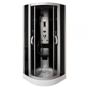 Cabina de dus cu Hidromasaj, Design Elegant 100x100cm , Culoare Crom/Negru - Img 1