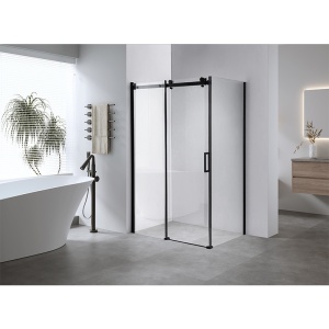 Cabina de dus Dreptunghiulara BS14A, Dimensiune 100x90cm, Culoare Negru+Cada de dus neagra - Img 5