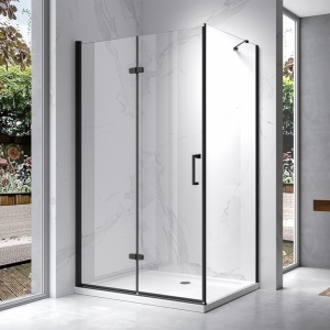 Cabina de dus dreptunghiulara din sticla securizata si rame negre KZ20E 110 x 80 cm - Img 2