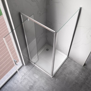 Cabina de dus Dreptunghiulara KZ05A, Dimensiune 90x80cm, Culoare Crom - Img 3