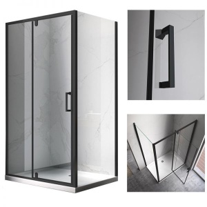 Cabina de dus KZ06C Dreptunghiulara 110x80cm, Design Modern, Culoare Negru