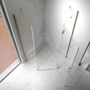 Cabina de dus KZ10B pentagonala, Dimensiune 90x90cm, Culoare Auriu Periat - Img 5
