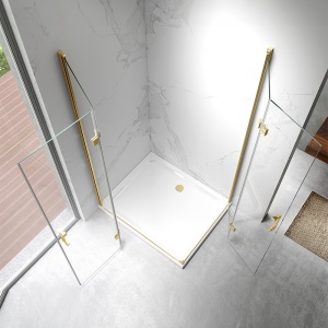 Cabina de dus KZ12C, Dreptunghiulara 110x80cm, Design Modern, Culoare Auriu - Img 5