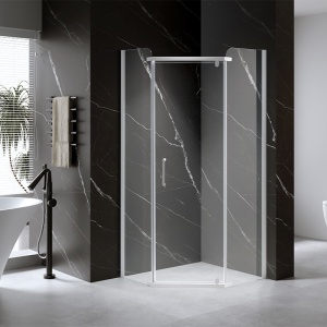 Cabina de dus KZ91B Pentagonala 90x90cm, Design Modern , Culoare Alb - Img 5