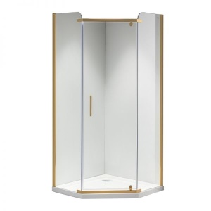 Cabina de dus KZ91B Pentagonala, Design Modern 90x90cm, Culoare Auriu