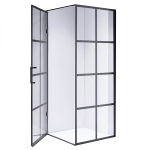 Cabina de dus Patrata BS10B , Design Modern 90x90cm, Culoare Negru