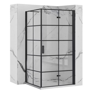Cabina de dus patrata cu Usa Pliabila Rea Molier 80x80, Negru