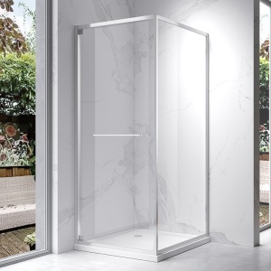 Cabina de dus Patrata KZ16C, Dimensiune 100x100cm, Usi glisante, Culoare Crom - Img 2