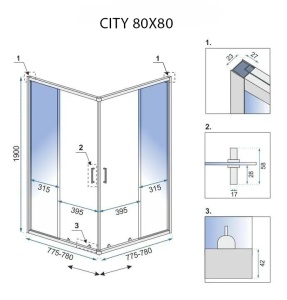 Cabina de dus Rea City, Dimensiune 80x80cm, Culoare Black - Img 5