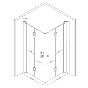 Cabina dus patrata BS05A, 80x80 cm, Culoare Negru, Sticla Securizata 6 mm - Img 4