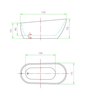 Cad?? freestanding Florida, Natalia Slim , cu intala??ie cu ventil click-clack, culoare alb, dimensiune 174x77.5cm - Img 3