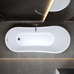 Cada de baie Forte 520C 170x75 cm , Culoare Alb , Deversor Cromat - Img 3