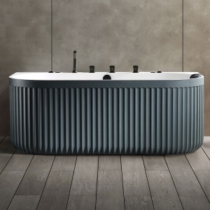 Cada De Baie Freestanding, Cu Hidromasaj si Design Modern 170x85x65cm, Culoare Albastru Gri/Alb - Img 4