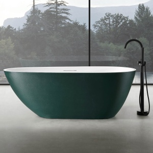 Cada De Baie Freestanding, Design Modern170x75x60cm, Strat Abraziv , Culoare Verde Malachit /Alb - Img 2