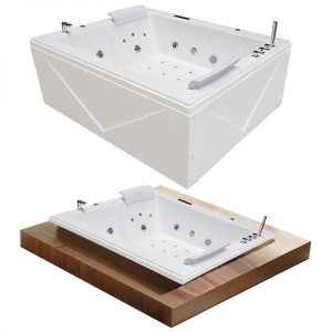 Cada de baie incorporata DIABLO666, Cu hidromasaj 180x150cm, Culoare Alb