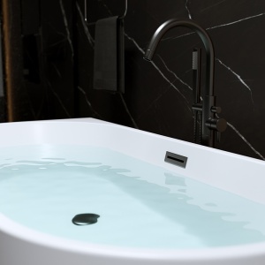 Cada de baie LENA 527C, Dimensiune 160x75cm, Culoare Alb, Deversor Negru - Img 2