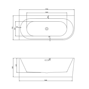 Cada de baie MERA 509D/Stanga, Dimensiune 170x75cm, Culoare Alb, Deversor Negru - Img 5