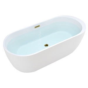 Cada de baie PORTO 503B, Dimensiune 170x75cm, Culoare Alb, Deversor Auriu - Img 1