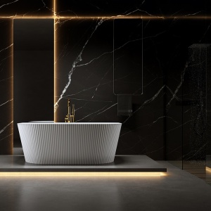 Cada de baie suport CARLO 517C, Dimensiune 160x75cm, Culoare Alb, Deversor Auriu - Img 6
