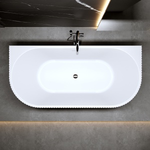 Cada de baie suport CARLO517B, Dimensiune 150x75cm, Culoare Alb, Deversor Crom - Img 5