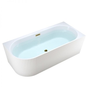 Cada de baie suport RIO 504D, Dimensiune 170x75cm/Dreapta, Culoare Alb, Deversor Auriu Lucios - Img 1