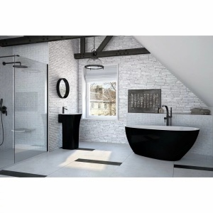 Cada freestanding Besco Goya 160x70 cm, Culoare alb-negru lucios - Img 4