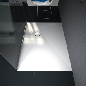 Cadita de dus ELEMENTS cu masca detasabila si suporti metalici, 100x100 cm, Alb - Img 3