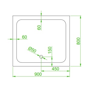Cadita de dus Inalta SX03B, Dreptunghiulara 90x80cm, Culoare Negru - Img 7