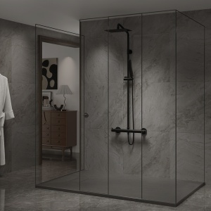 Cadita de dus JUKO Slim, Structura de piatra 120x80cm, Culoare Negru - Img 7